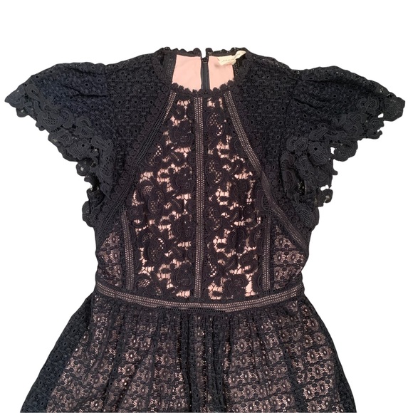 Rebecca Taylor Short Sleeve Mixed Dress Size 6 - Picture 3 of 16